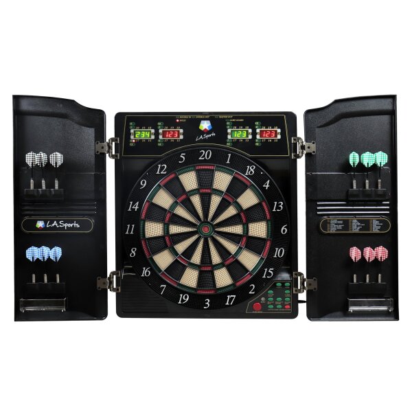 L.A. Sports Elektronische Dartscheibe 1-16 Spieler für Soft-Dart-Pfeile Kabinett Dartschrank