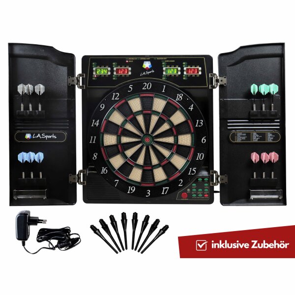 L.A. Sports Elektronische Dartscheibe 1-16 Spieler für Soft-Dart-Pfeile Kabinett Dartschrank