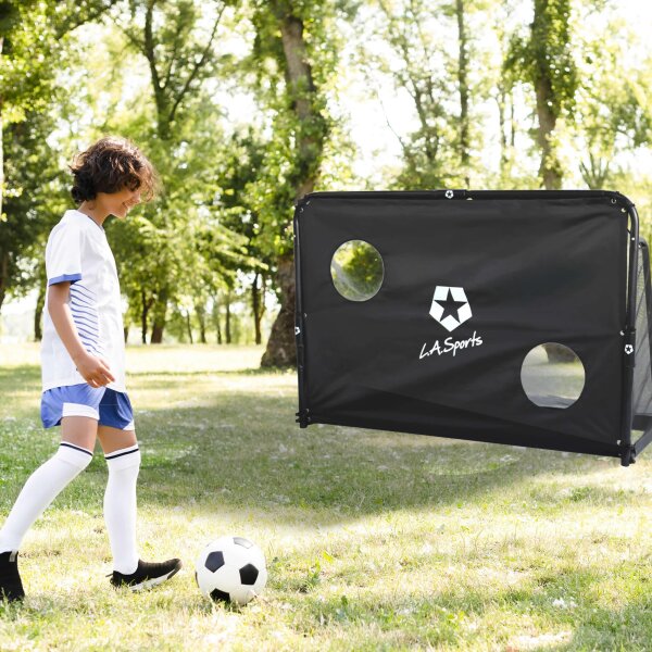 L.A. Sports 2-in-1 Torschusswand Soccer Goal Champion Fußball-Tor mit Netz & Torwand