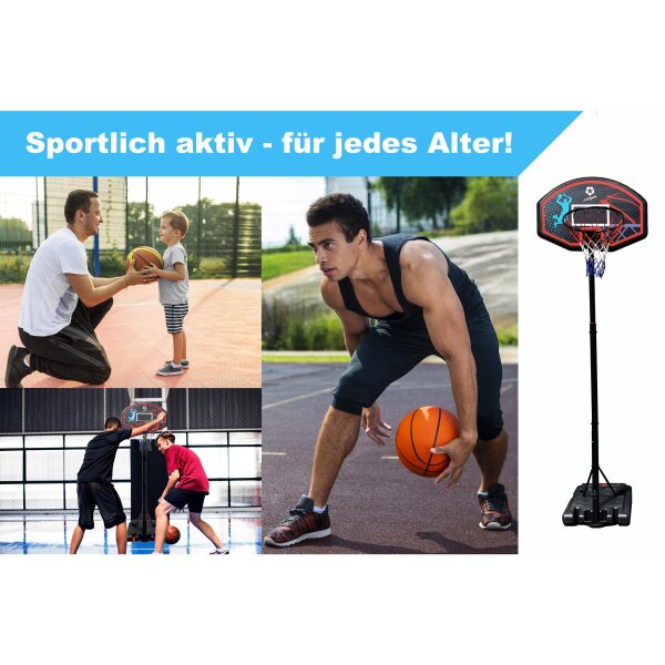 L.A. Sports Basketballkorb Ständer höhenverstellbar Ringhöhe 205-260cm