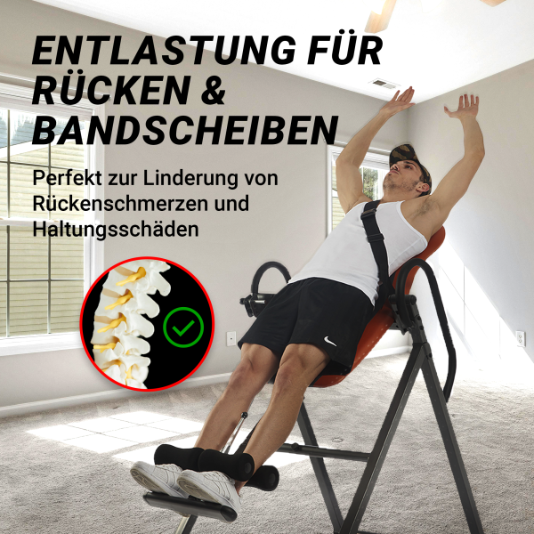 BODYCOACH Schwerkrafttrainer Streckbank Rücken & Wirbelsäule Inversionstisch Neigung Winkel verstellbar stabil bis 130 kg