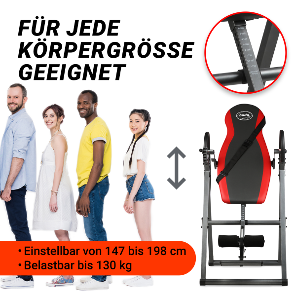 BODYCOACH Schwerkrafttrainer Streckbank Rücken & Wirbelsäule Inversionstisch Neigung Winkel verstellbar stabil bis 130 kg