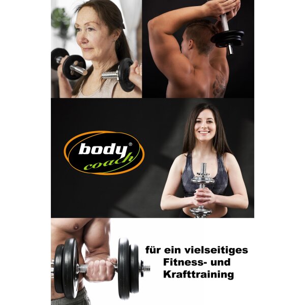 BODYCOACH Verchromte Kurzhantelstange 35 cm 14" für Standard Gewichte mit 30mm Innenmaß