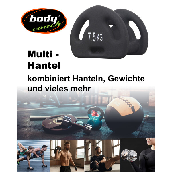 BODYCOACH 4in1 Fitness Neopren-Hantel Kettlebell Kurzhantel Medizinball Push Up Bar