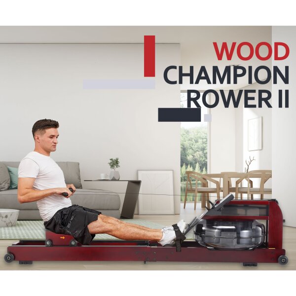 BODYCOACH Holz Wasser-Rudergerät Wood Champion Rower II Water Resistance System