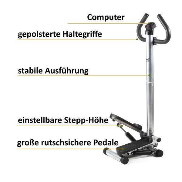 BODYCOACH Up-Down Fitness Step Hometrainer Stepper mit Haltegriff