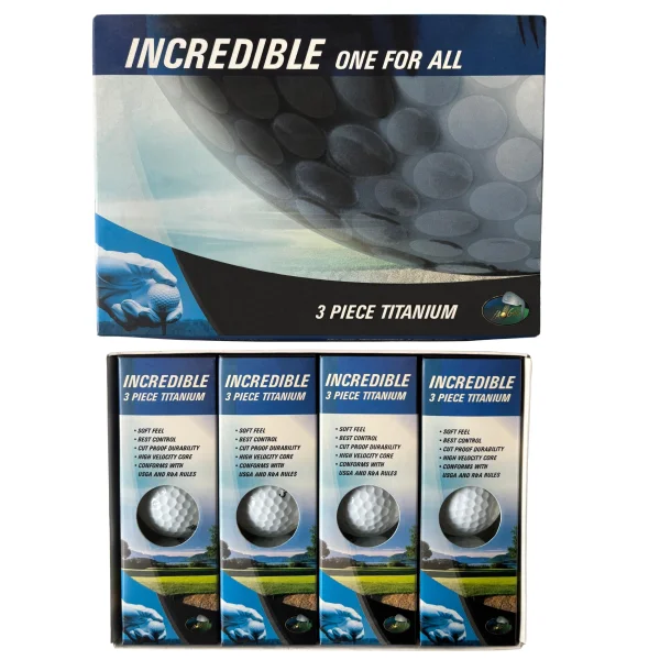L.A. Sports Golfbälle INCREDIBLE 12 Stück 3-lagige Titanium Soft Golfbälle für maximale Distanz & Kontrolle