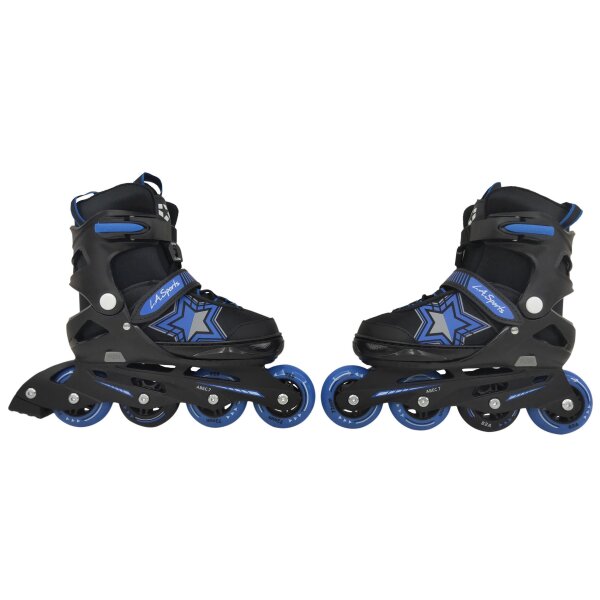 L.A. Sports Inliner Skate Soft-Boot Kinder Jugend Damen 5 Größen verstellbar Stars Blau 29/33