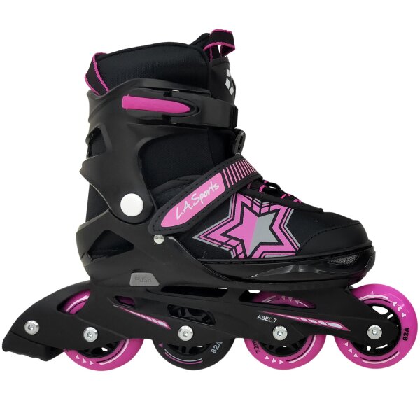 L.A. Sports Inliner Skate Soft-Boot Kinder Jugend Damen 5 Größen verstellbar Stars Pink