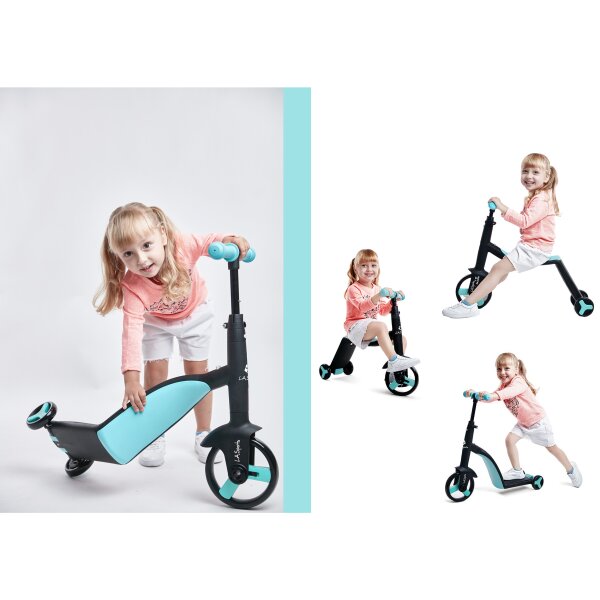 L.A. Sports 3-in-1 Kids Trike Laufrad Dreirad Scooter für Kinder ab 2 jahren