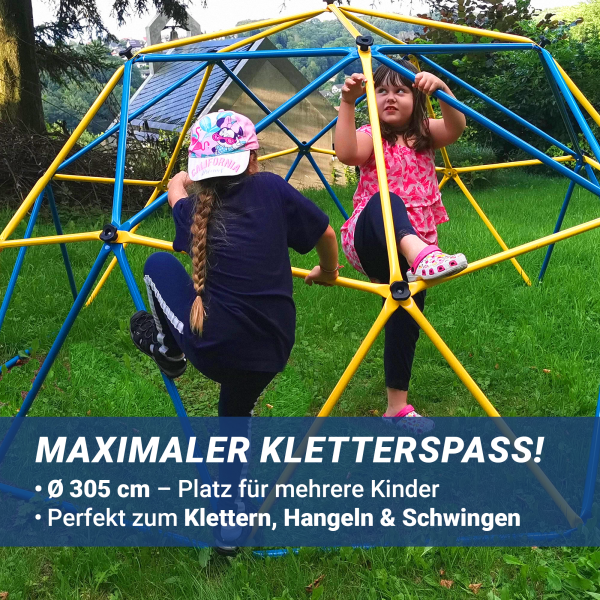 L.A. Sports Kinder Klettergerüst Dome Climber XL wetterfeste Kletterkuppel mit Zelt für Garten & Spielplatz