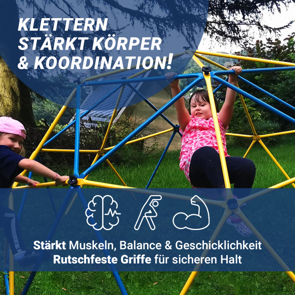 L.A. Sports Kinder Klettergerüst Dome Climber XL wetterfeste Kletterkuppel mit Zelt für Garten & Spielplatz