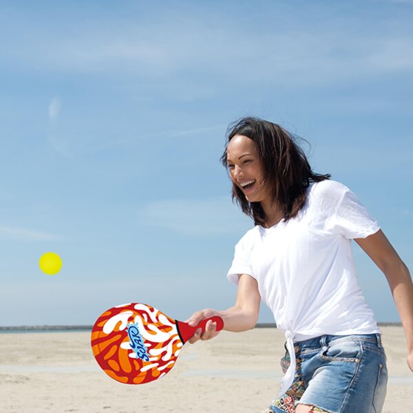 L.A. Sports Neopren Beach-Ball Set Outdoor Strandspiel mit 2 Paddle Schlägern und 1 PVC Ball