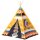 Playfun Wigwam Kinder Spielzelt Tipi mit bunten Motiv drinnen und draußen