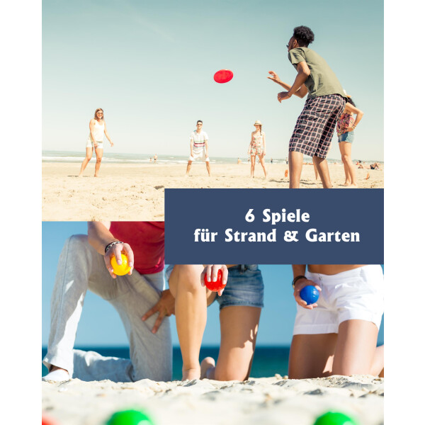 L.A. Sports Garten & Strandspiele Spiele Set Federball Boccia Beach-Ball Wurfscheibe Fangball