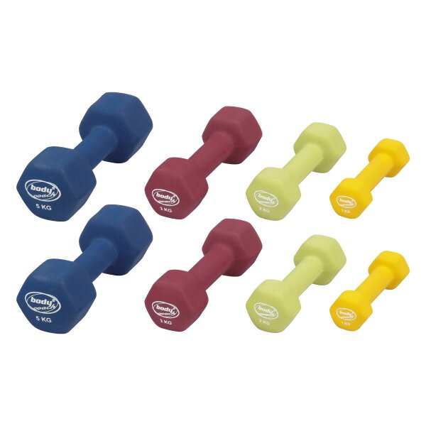 BODYCOACH Neopren-Hantel Set zur Wahl 0,5kg 1kg 2kg 3kg 5kg Gewicht 2 x Fitness Kurzhantel