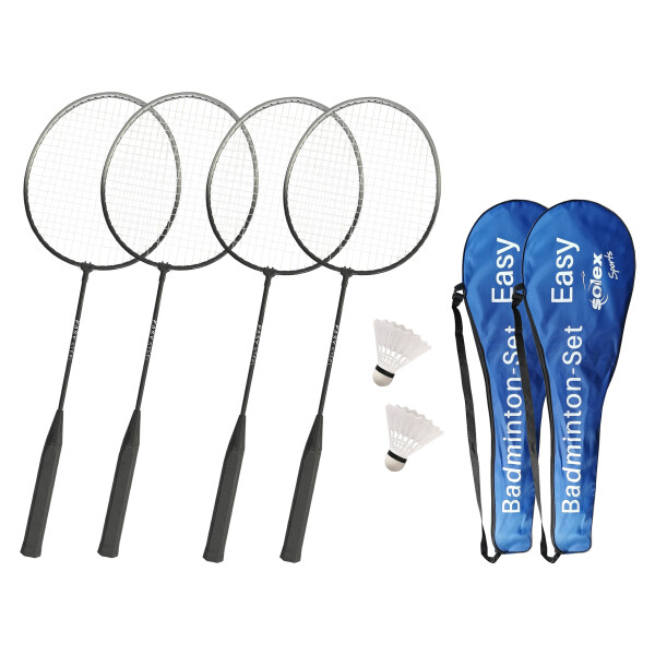 L.A. Sports Badminton 2er Set Easy Federball-Spiel 2 - 4 Spieler Schläger Ball & Tragetasche