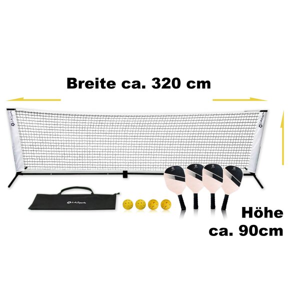 B-Ware Pickle-Ball Starter Set 4 Schläger Netzgarnitur 320cm In- & Outdoor-Bälle