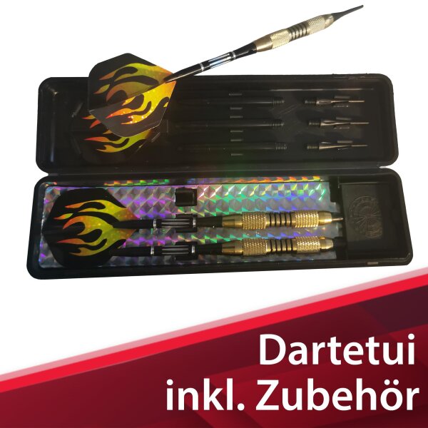 L.A. Sports Champion Dart-Set Fire 3 Soft-Dart Pfeile 16g mit Kunststoffspitzen Messing-Griffe in Kunststoff Box