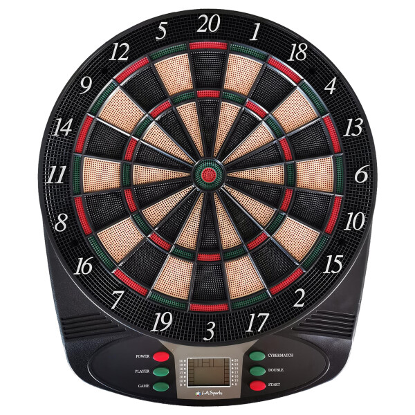 L.A. Sports Elektronische Dartscheibe Classic für 1-8 Spieler mit 9 Softdarts Pfeile und Zubehör-Set