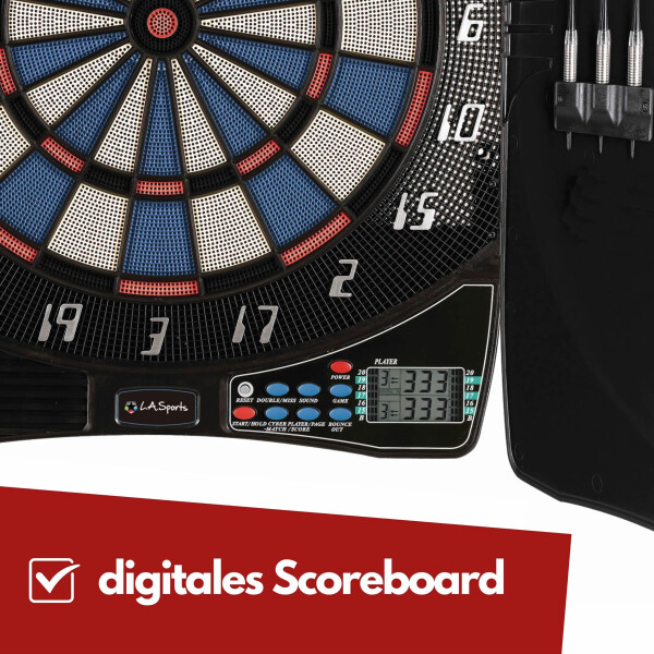 L.A. Sports Elektronische Dartscheibe Bull Legend 1-8 Spieler inkl. Zubehör im Kabinett