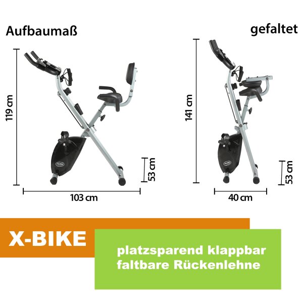 B-Ware Bike & Tube Fitness Heimtrainer klappbar Rückenlehne Trainingsbänder