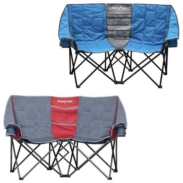 SUNNYFEEL Campingstuhl Zweisitzer für 2 Personen Loveseat faltbar für Outdoor Garten Picknick