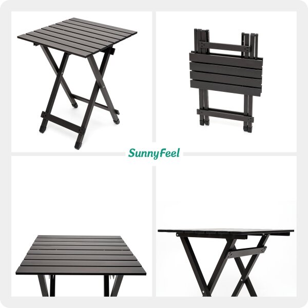 SUNNYFEEL Alu Campingtisch Beistelltisch braun faltbar für Outdoor Camping Garten Balkon