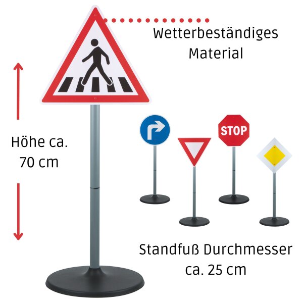 Play Fun Verkehrs-Spielset mit Spielzeug-Ampel und Blitzer Verkehrsschilder Verkehrshütchen inklusive Polizeikelle mit Licht