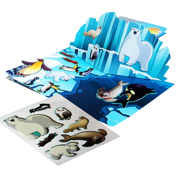Qwi Toy 3in1 Spielbuch Kinder Wasser Malbuch - Malen mit Wasser mit Wassermal Stift inklusive Aufklappseiten und Stickern