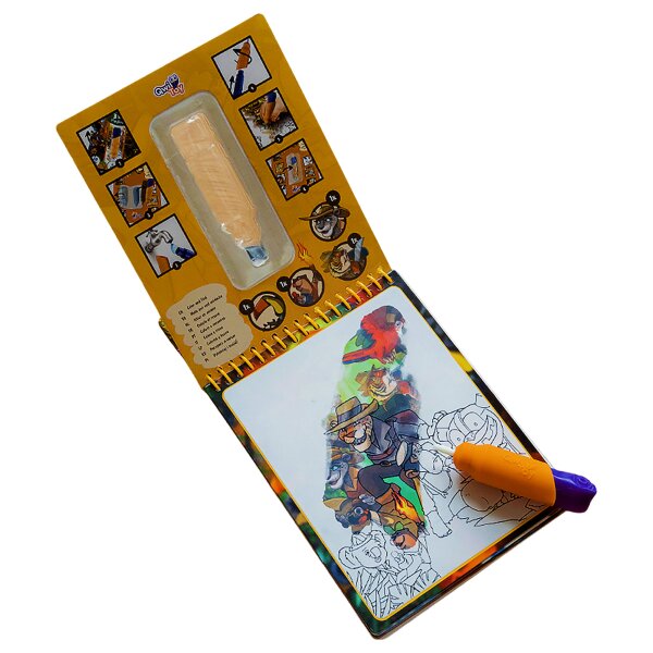 Qwi Toy 3in1 Spielbuch Kinder Wasser Malbuch - Malen mit Wasser mit Wassermal Stift inklusive Aufklappseiten und Stickern