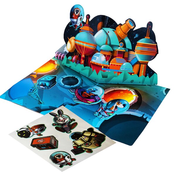 Qwi Toy 3in1 Spielbuch Kinder Wasser Malbuch - Malen mit Wasser mit Wassermal Stift inklusive Aufklappseiten und Stickern