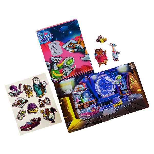 Qwi Toy 3in1 Spielbuch Kinder Wasser Malbuch - Malen mit Wasser mit Wassermal Stift inklusive Aufklappseiten und Stickern