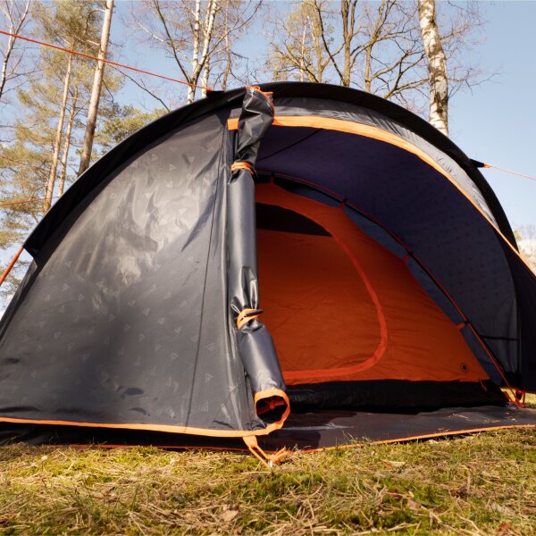 TAMBU Outdoor Camping Zelt für 2 Personen nachhaltiges Kuppelzelt wasserdicht aus recyceltem Material mit Außenbereich Stauraum