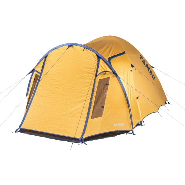 TAMBU Outdoor Camping Zelt für 3-4 Personen nachhaltiges Kuppelzelt wasserdicht aus recyceltem Material mit großem Vorraum