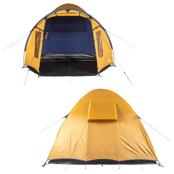 TAMBU Outdoor Camping Zelt für 3-4 Personen nachhaltiges Kuppelzelt wasserdicht aus recyceltem Material mit großem Vorraum