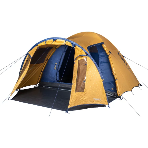 TAMBU Outdoor Camping Zelt für 4-5 Personen nachhaltiges Kuppelzelt wasserdicht aus recyceltem Material mit großem Vorraum