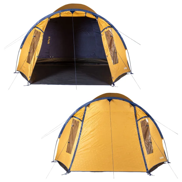TAMBU Outdoor Camping Zelt für 4-5 Personen nachhaltiges Kuppelzelt wasserdicht aus recyceltem Material mit großem Vorraum