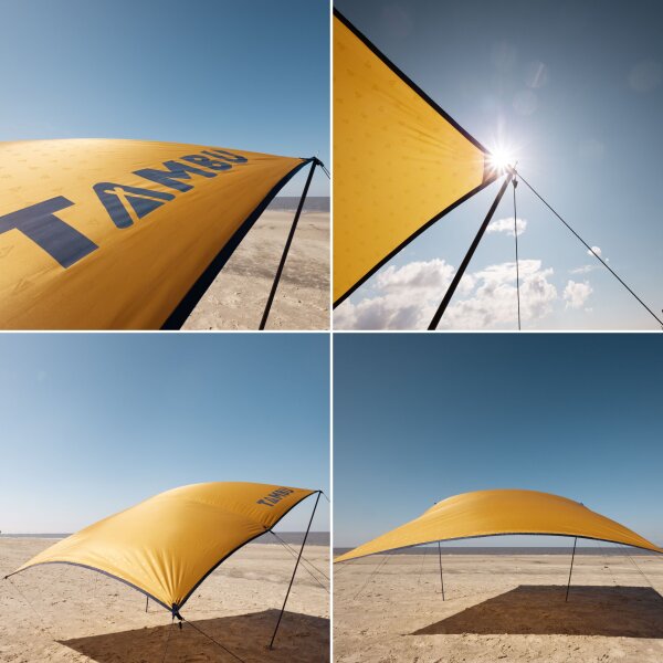 TAMBU Outdoor Sonnensegel nachhaltiger Sonnen- & Regenschutz wasserdicht aus recyceltem Material Schattenspender für Strand Garten Camping