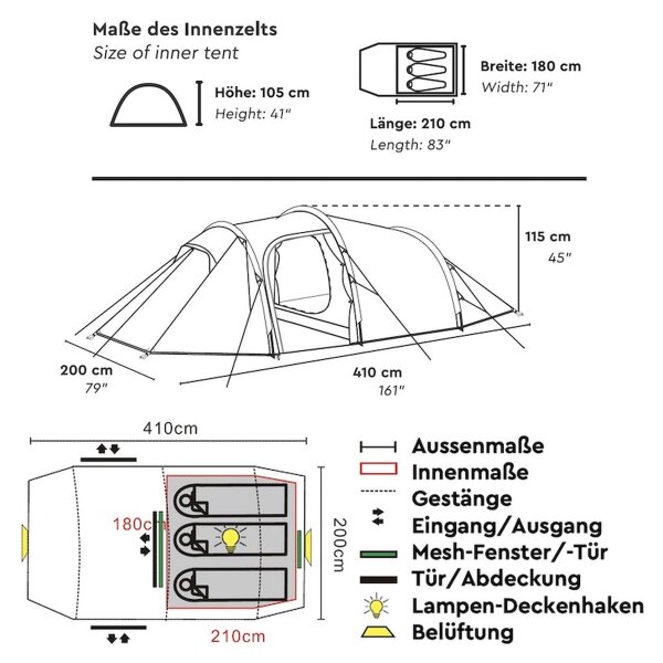 TAMBU Outdoor Camping Zelt für 2-3 Personen nachhaltiges Trekkingszelt wasserdicht aus recyceltem Material & ultraleicht